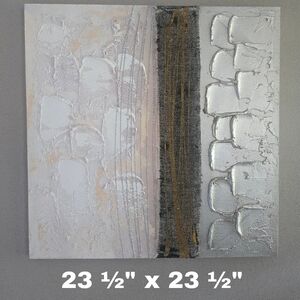 Abstract Silver and White Canvas Art